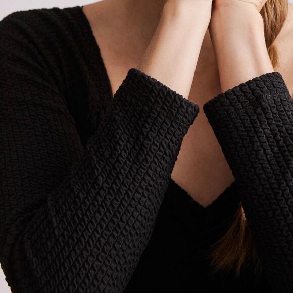 NWT Anthropologie Maeve Textured Sweetheart Top - Black - XL - Picture 11 of 14